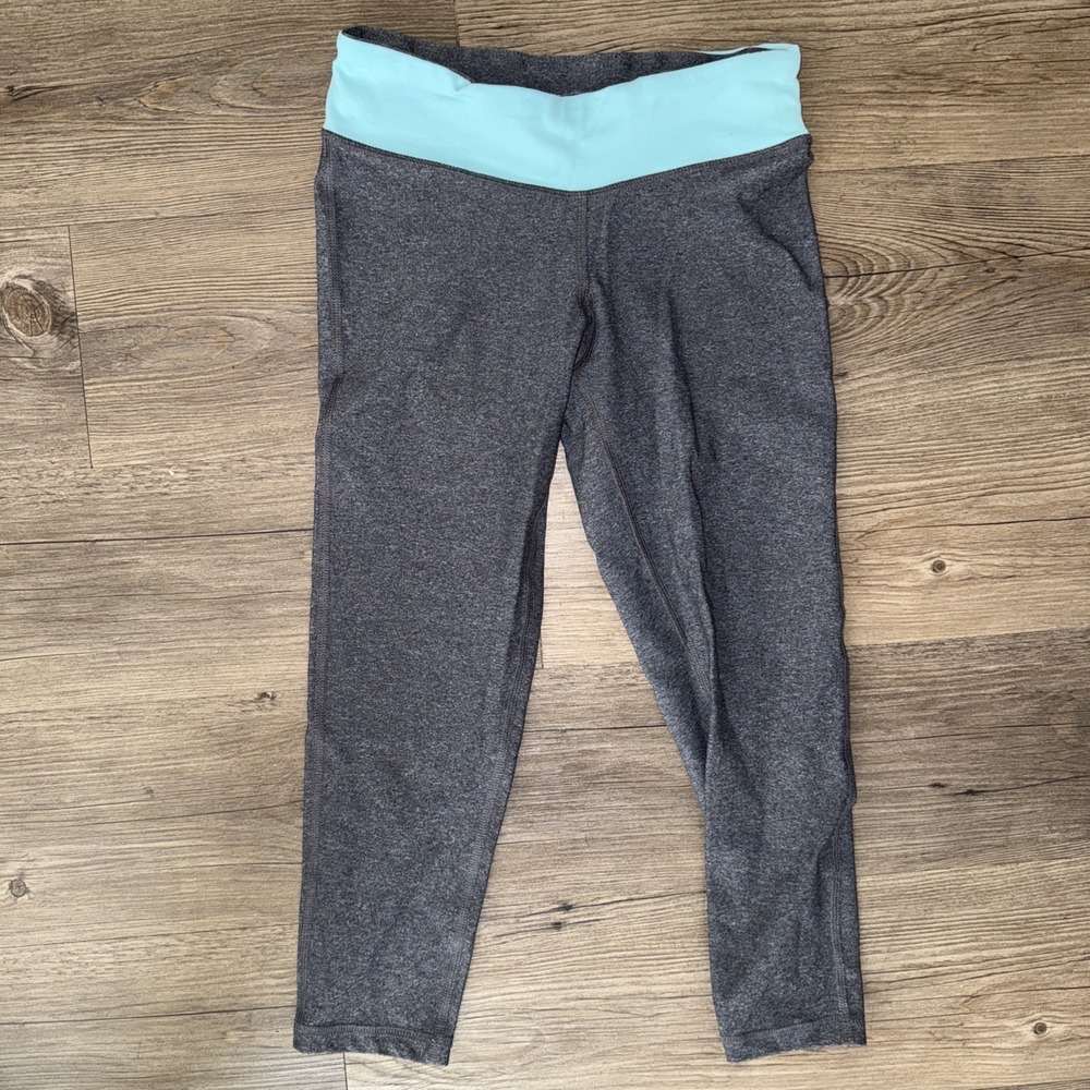 Champion C9 Duo Dry Capri Leggings Gray Aqua Blue XS Athletic Yoga Pants